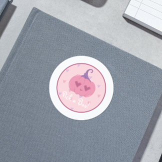 Cute Pink Halloween Pumpkin Classic Round Sticker
