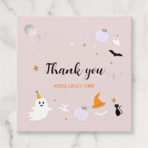 Cute Pink Halloween Thank You Favour Tags