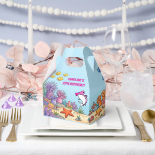 Cute Pink Hammerhead Shark Ocean Birthday Favor Box