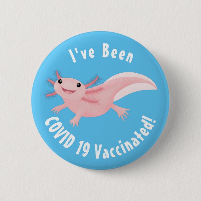 Cute pink happy axolotl 2 inch round button (Front)