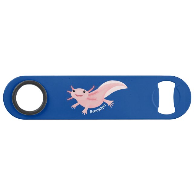 Cute pink happy axolotl bar key (Front (Horizontal))