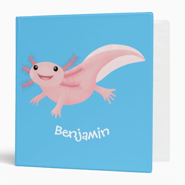 Cute pink happy axolotl binder (Front/Inside)