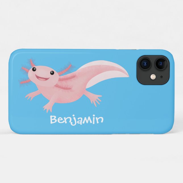 Cute pink happy axolotl Case-Mate iPhone case (Back (Horizontal))