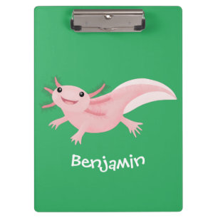 Cute pink happy axolotl clipboard