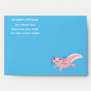 Cute pink happy axolotl envelope
