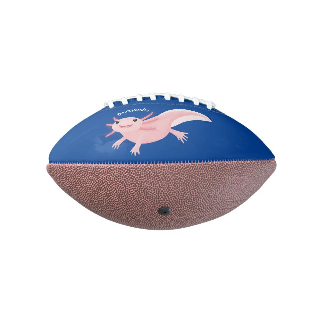 Cute pink happy axolotl football (Rotated 270)