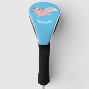 Cute pink happy axolotl personalized golf head cover