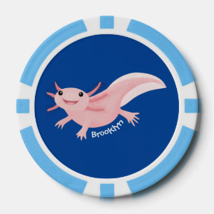 Cute pink happy axolotl poker chips