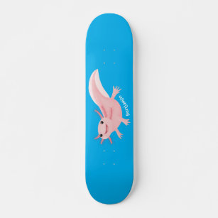 Cute pink happy axolotl skateboard
