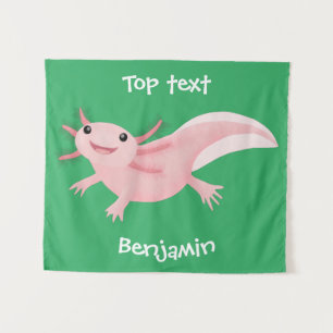 Cute pink happy axolotl  tapestry