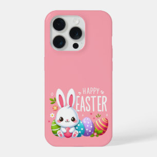 Cute, pink Happy Easter bunny  iPhone 15 Pro Case