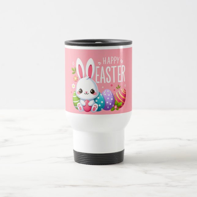 Cute, pink Happy Easter bunny Mug (Center)
