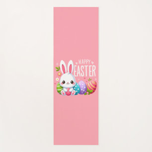 Cute, pink Happy Easter bunny Yoga Mat
