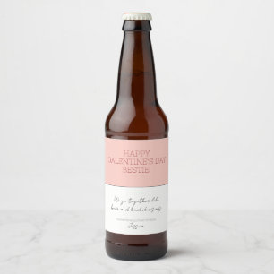 Cute Pink Happy Galentine's Day Partner In Crime Beer Bottle Label