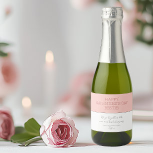 Cute Pink Happy Galentine's Day Partner In Crime Sparkling Wine Label
