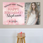 Cute Pink Heart 21st & Legal Photo Birthday Banner<br><div class="desc">Celebrate a 21st birthday party in style with this cute girly photo birthday banner. Easily customize text and upload your own photo.</div>