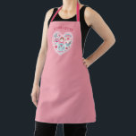 Cute Pink Heart Baking Apron<br><div class="desc">A cute pink an teal matryoshka nesting doll decorates this apron. The Russian nesting doll is inside a heart shape with fun bird, flower, ladybug, and butterfly icons. Personalize it with your name. Designed for you by Blackberry Boulevard.</div>