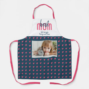 Cute Pink Heart Best Mom Photo Mother`s Day Apron