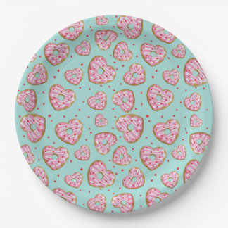 Cute Pink Heart Cookies Paper Plate