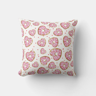 Cute Pink Heart Cookies Throw Pillow