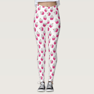 Cute Pink Heart Cupcake Pattern Leggings