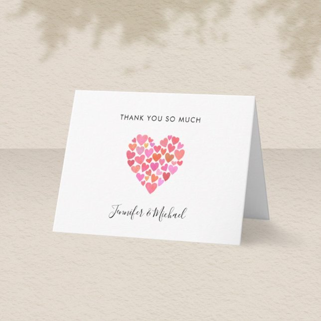 Cute Pink Heart Custom Thank You Note Card (Creator Uploaded)
