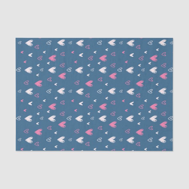 Cute Pink Heart Doodle Sketch Valentine's Day Tissue Paper (Front)