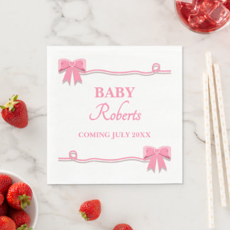 Cute Pink Heart Girl Baby Shower Napkin
