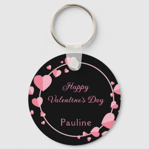 Cute Pink Heart Happy Valentine Day Keychain