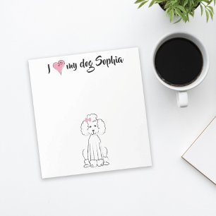 Cute Pink Heart I Love my Dog Custom Whimsical Notepad