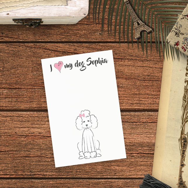 Cute Pink Heart I Love my Dog Custom Whimsical Post-it Notes (Creator Uploaded)