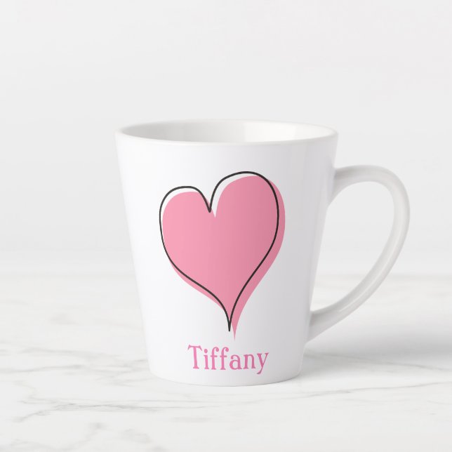 Cute Pink Heart Latte Mug (Right)