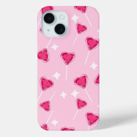 Cute Pink Heart Lollipop Seamless Pattern