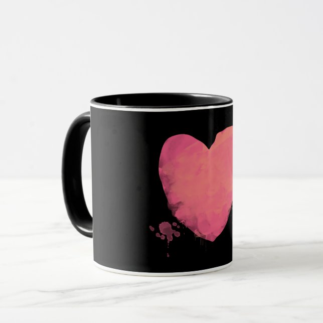 Cute Pink Heart Mug (Front Left)
