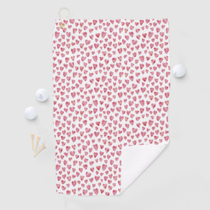 Cute pink heart pattern golf towel
