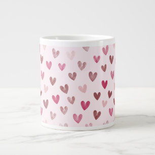 Cute Pink Heart Pattern – Romantic &Stylish Design Large Coffee Mug