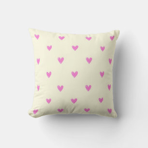 Cute Pink Heart Pattern Throw Pillow