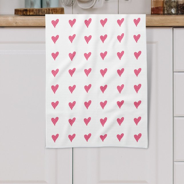Cute Pink Heart Pattern Valentine`s Day Kitchen Towel (Creator Uploaded)