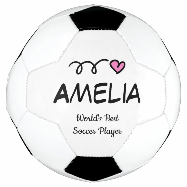 Cute pink heart personalized soccer ball for girl (Front)
