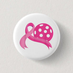 Cute Pink Heart Ribbon Pickleball Breast Cancer Aw 1 Inch Round Button