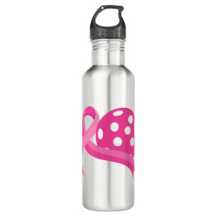 Cute Pink Heart Ribbon Pickleball Breast Cancer Aw 710 Ml Water Bottle