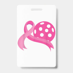 Cute Pink Heart Ribbon Pickleball Breast Cancer Aw Badge