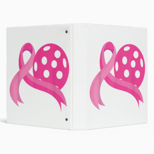 Cute Pink Heart Ribbon Pickleball Breast Cancer Aw Binder