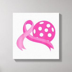Cute Pink Heart Ribbon Pickleball Breast Cancer Aw Canvas Print