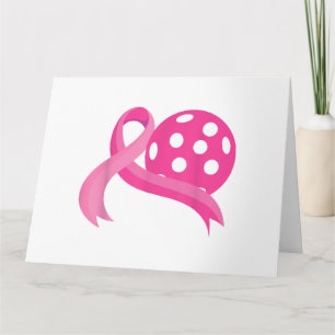 Cute Pink Heart Ribbon Pickleball Breast Cancer Aw Card