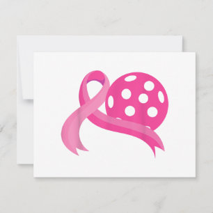 Cute Pink Heart Ribbon Pickleball Breast Cancer Aw Holiday Card
