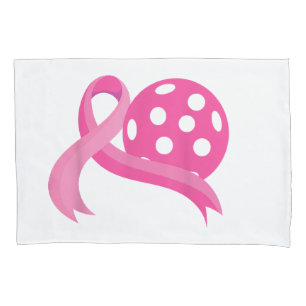 Cute Pink Heart Ribbon Pickleball Breast Cancer Aw Pillowcase