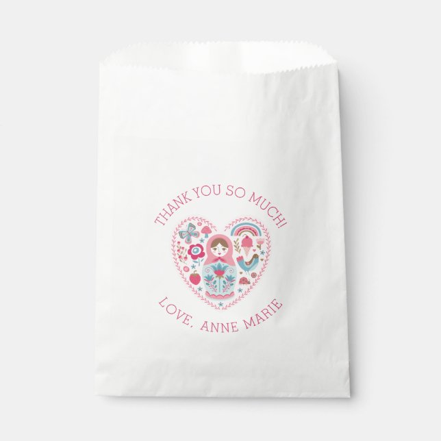 Cute Pink Heart Thank You Favour Bags (Front)