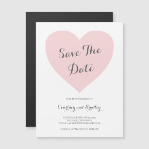 Cute Pink Heart Typography Wedding Save the Date Magnetic Invitation