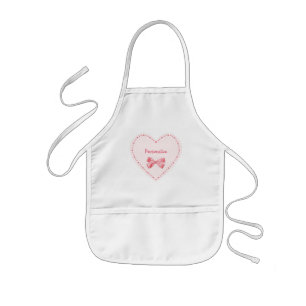 Cute Pink Heart With Name Kids Apron